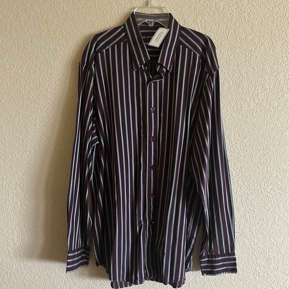 NWT Indigo Palms Denim Company Striped Purple Men’s Size Large - Picture 1 of 4